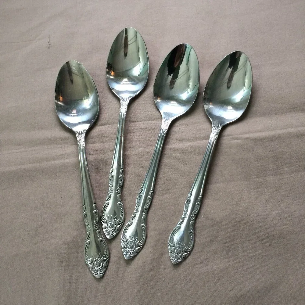 Rogers Lisette Vintage Flatware Silverware 4 Teaspoons Stainless Steel Korea